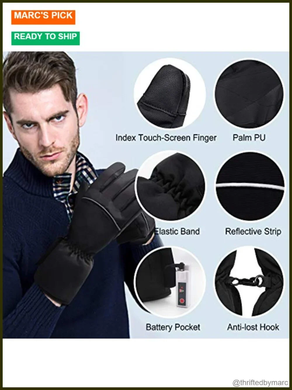 Rechargeable Heated Gloves - Battery Powered Touchscreen Waterproof Windproof